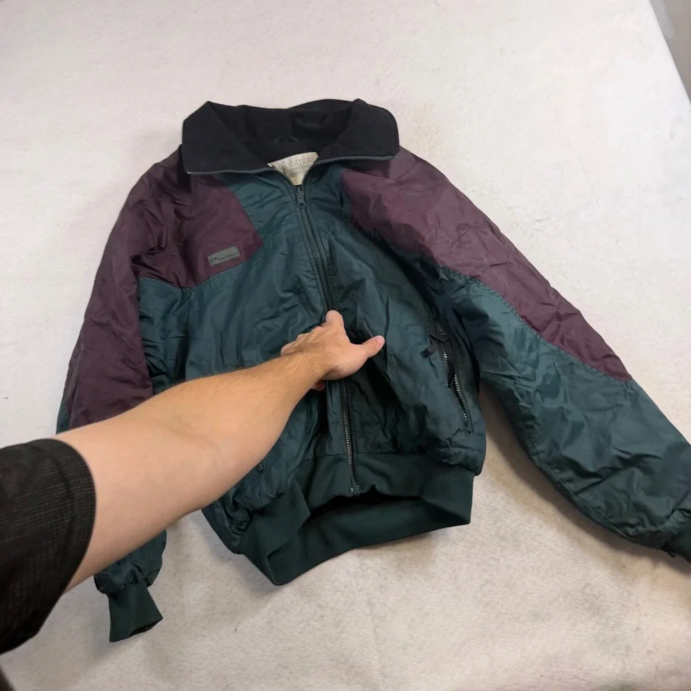 Vintage Columbia Sportswear Colorblock Bomber Jacket Teal Burgundy Mens L 90s